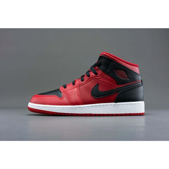 Air Jordan 1 Mid GS Shoes Reverse Bred Black Red Sneakers 554725 660 - SIZE 6.5Y main image 8